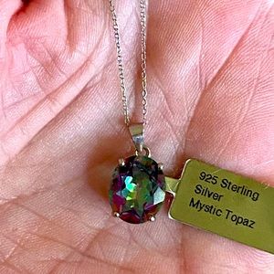 NWT 5.24 CTW OVAL CUT MYSTIC TOPAZ NECKLACE